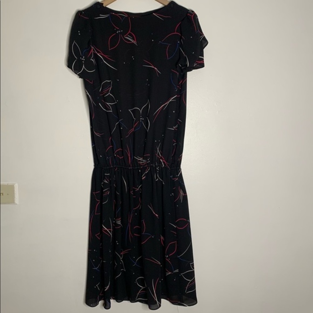 Vintage Raoul Black Floral Flowy Cinched Waist Dress